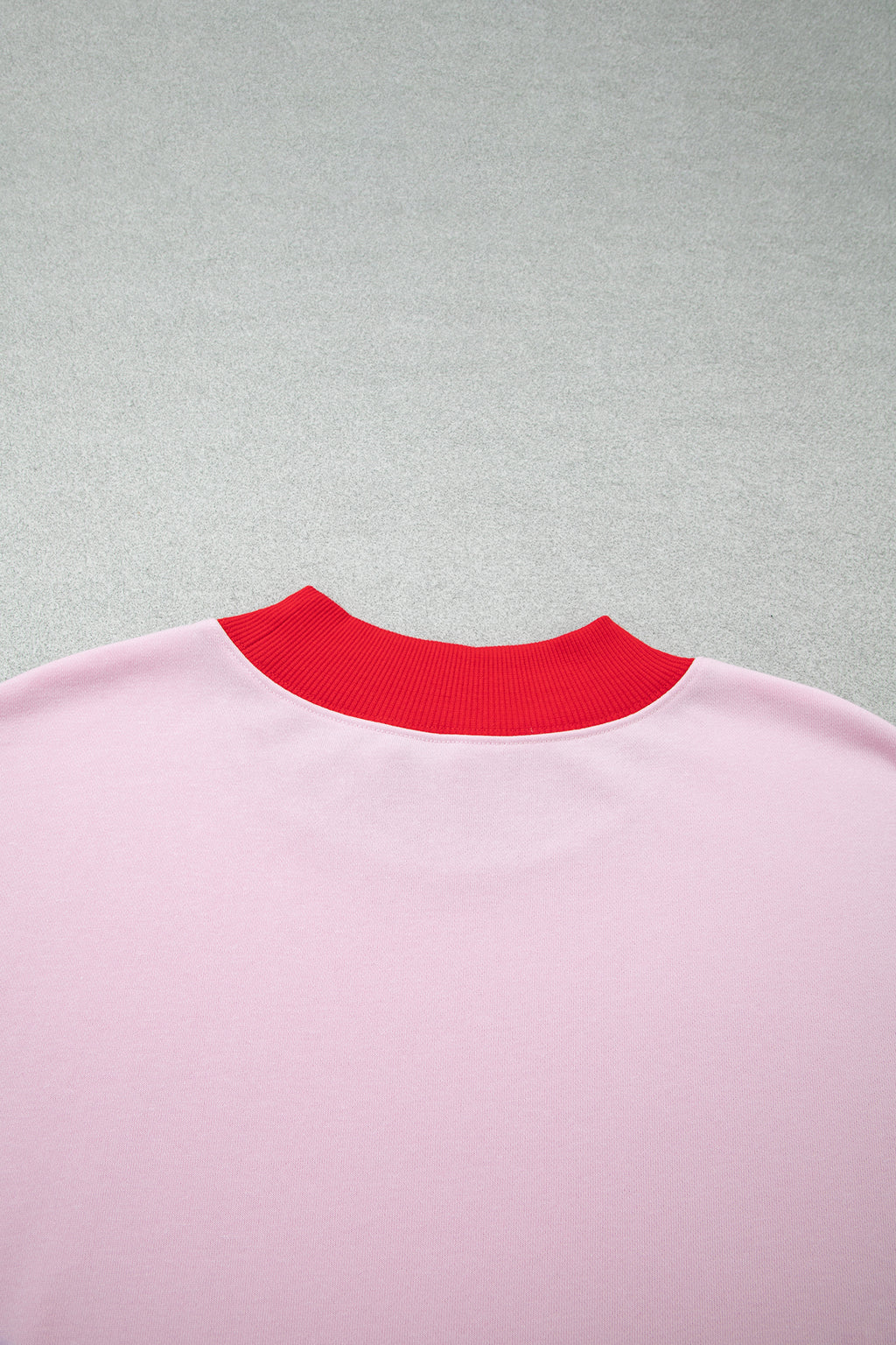 Pink Red Contrast Trim Plus Size Sweatshirt
