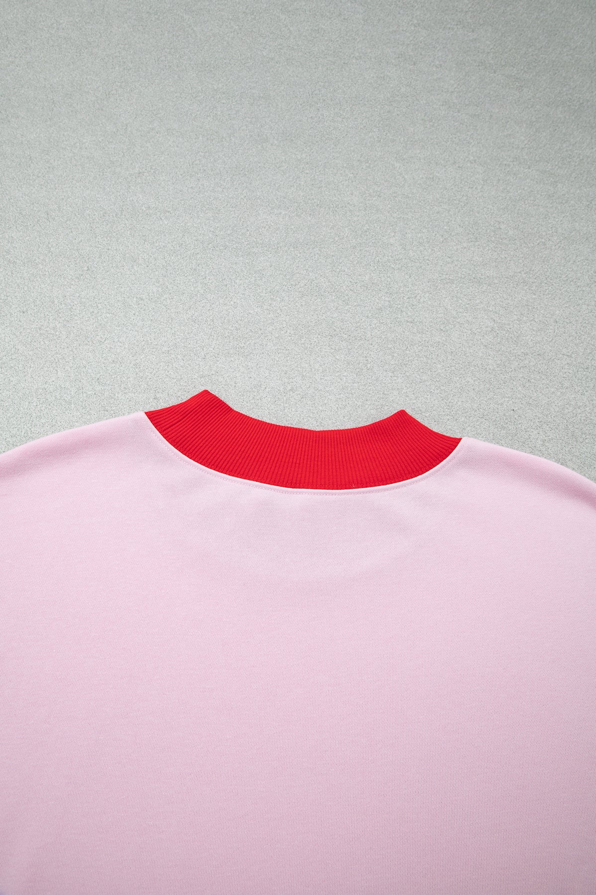 Pink Red Contrast Trim Plus Size Sweatshirt