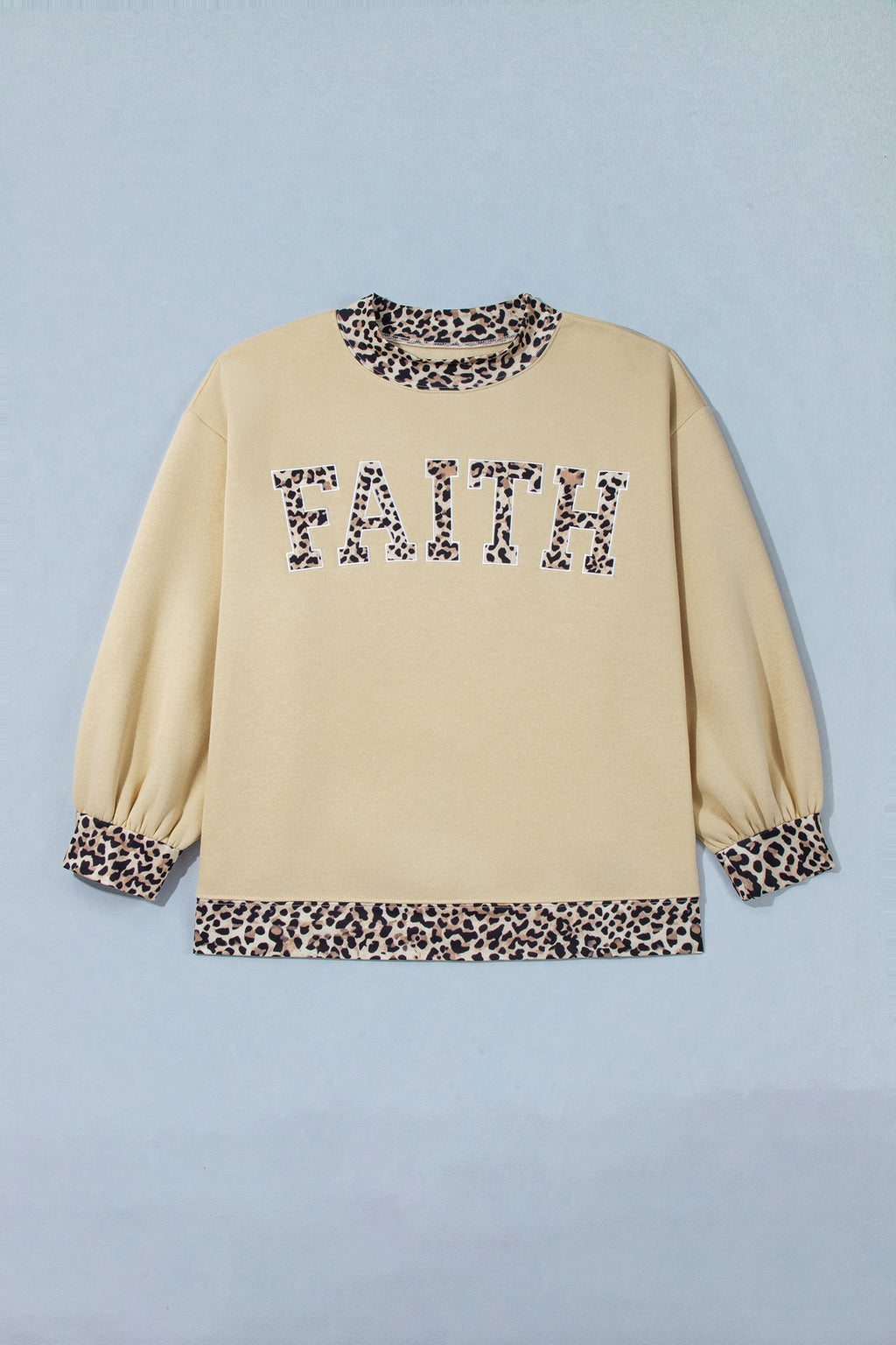 Coffee Plus Size Polka Dot Trim Mock Neck BLESS Graphic Sweatshirt