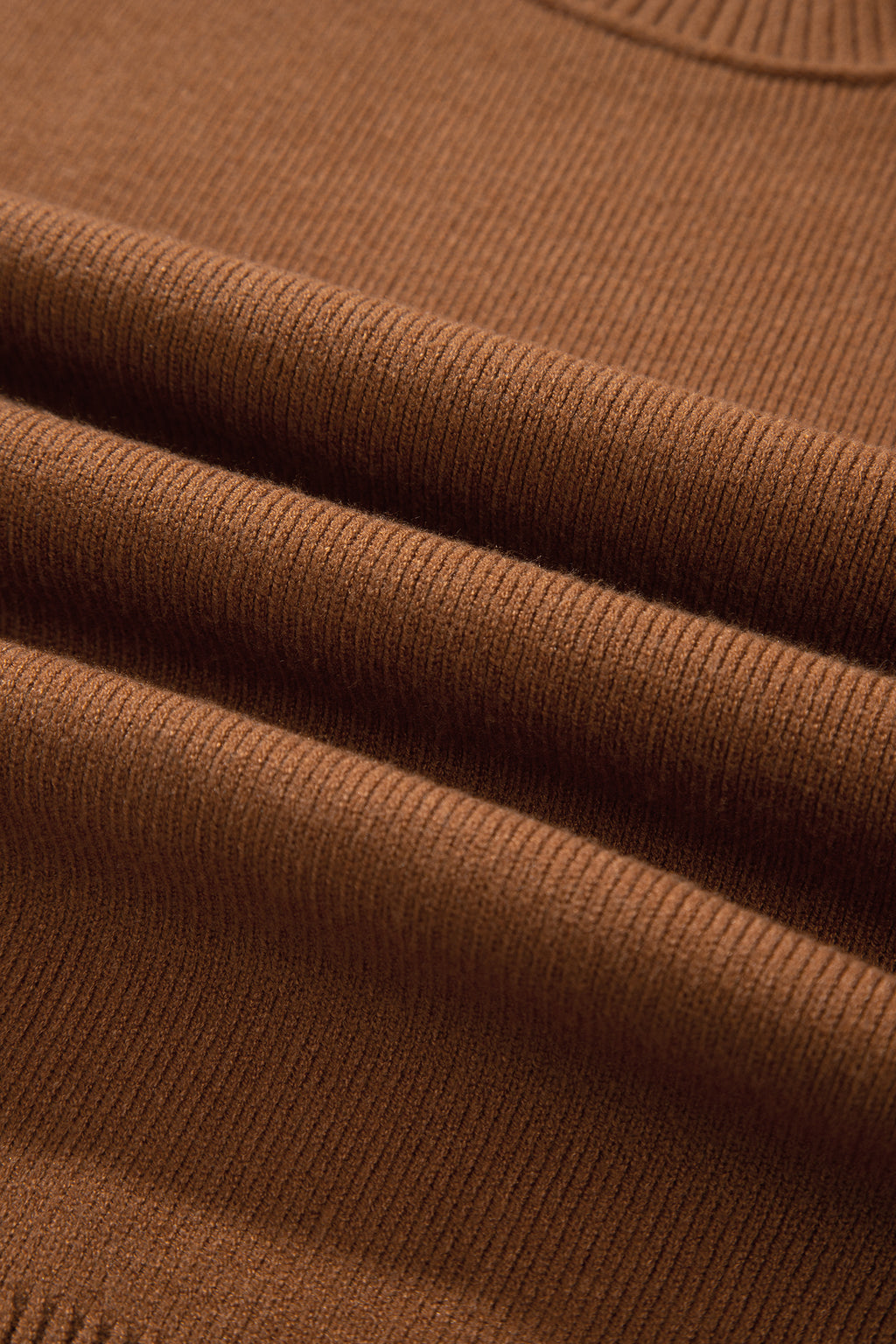 Chestnut Oversized Ribbed Knit Long Sleeve Sweater
