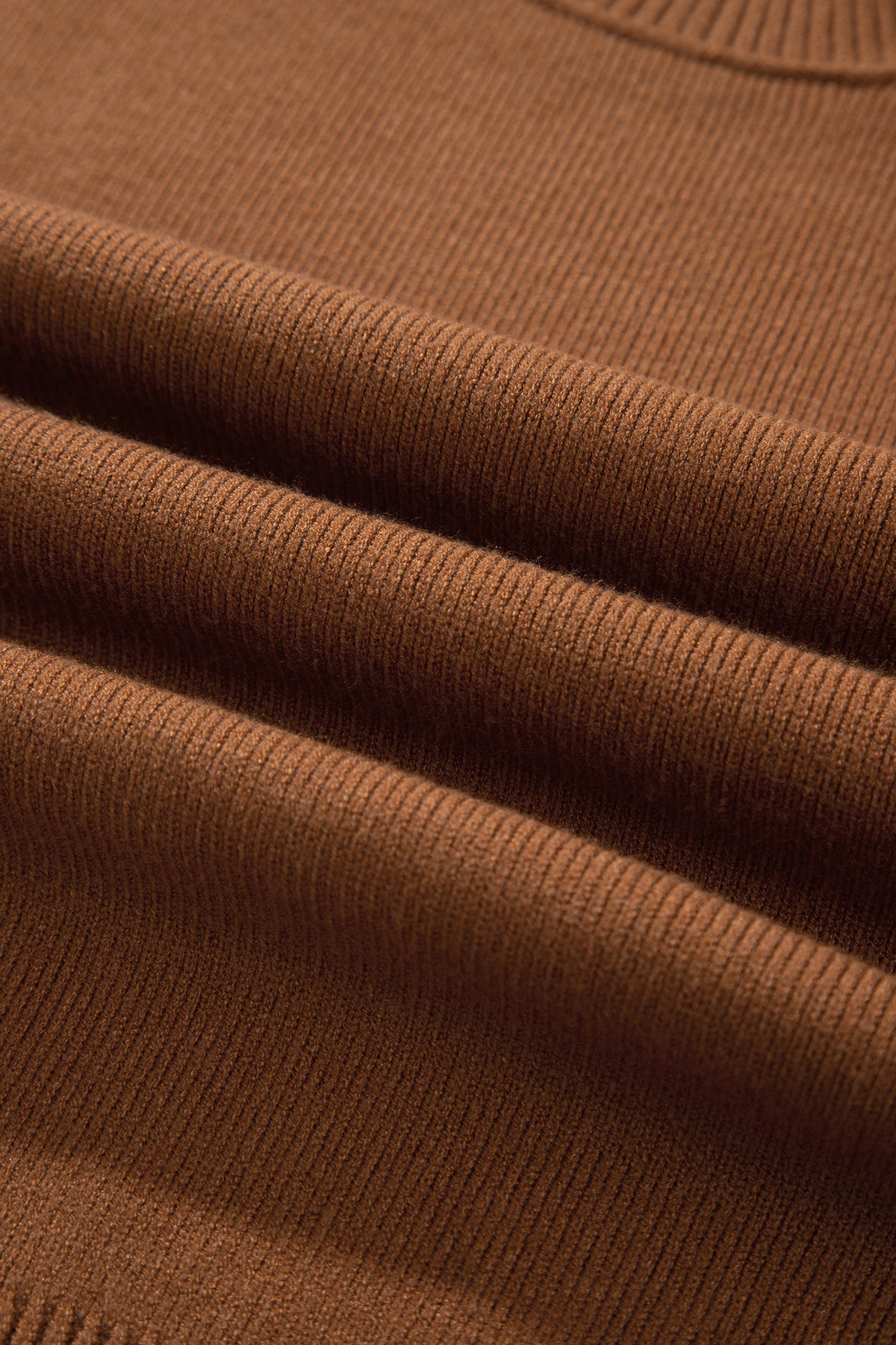 Chestnut Oversized Ribbed Knit Long Sleeve Sweater