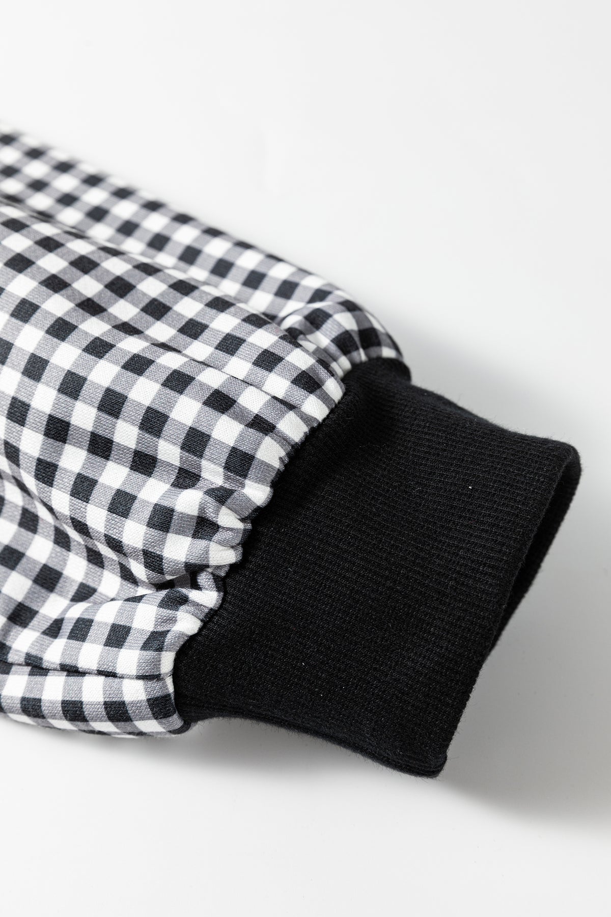 Black Patchwork Plaid Loose Fit Long Sleeve Plus Size Sweatshirt