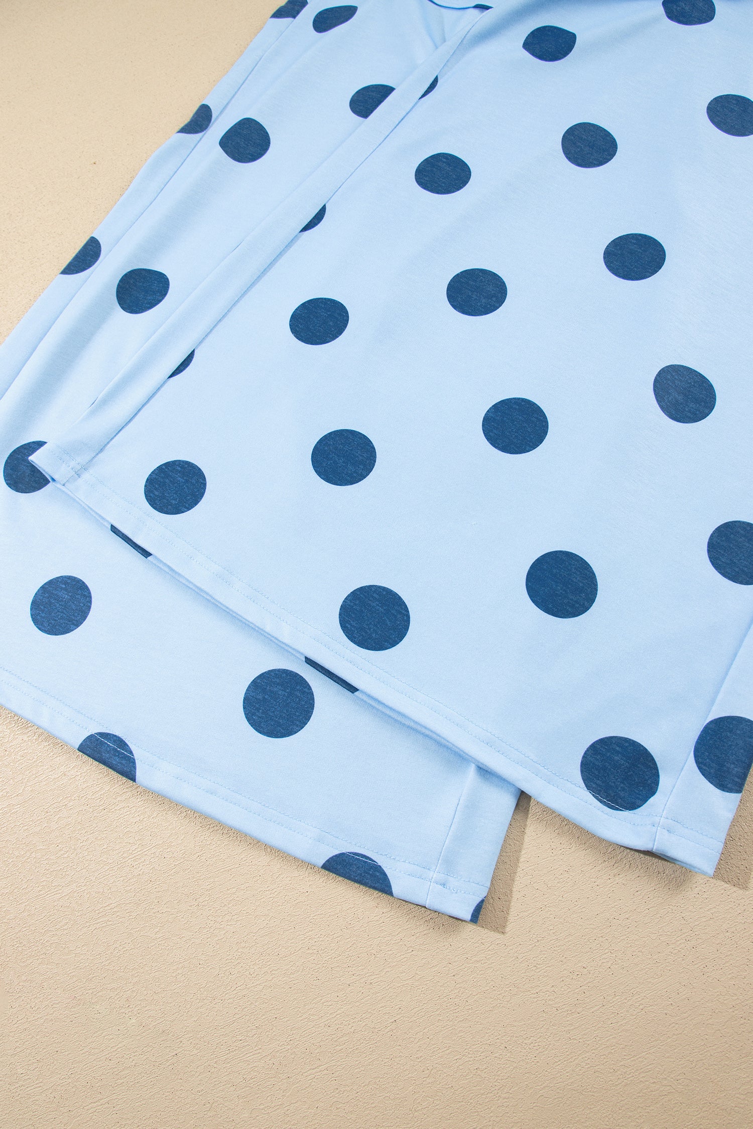 Cream Polka Dot Elastic Waist Wide Leg Pants