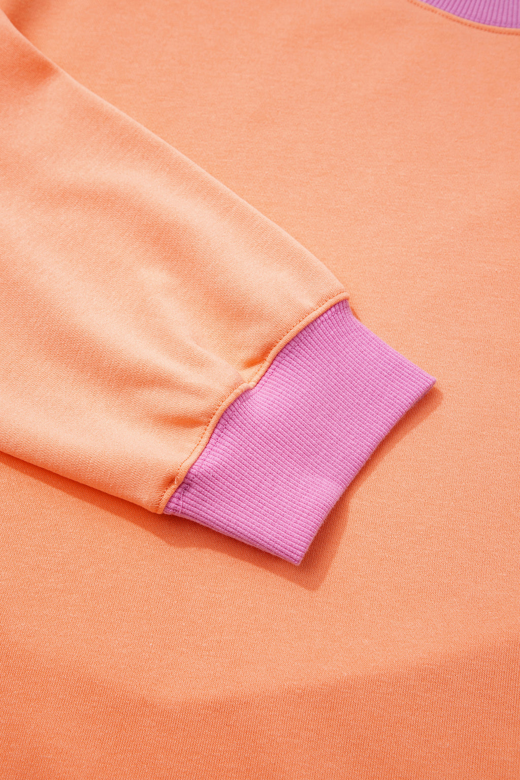 Pink Red Contrast Trim Plus Size Sweatshirt