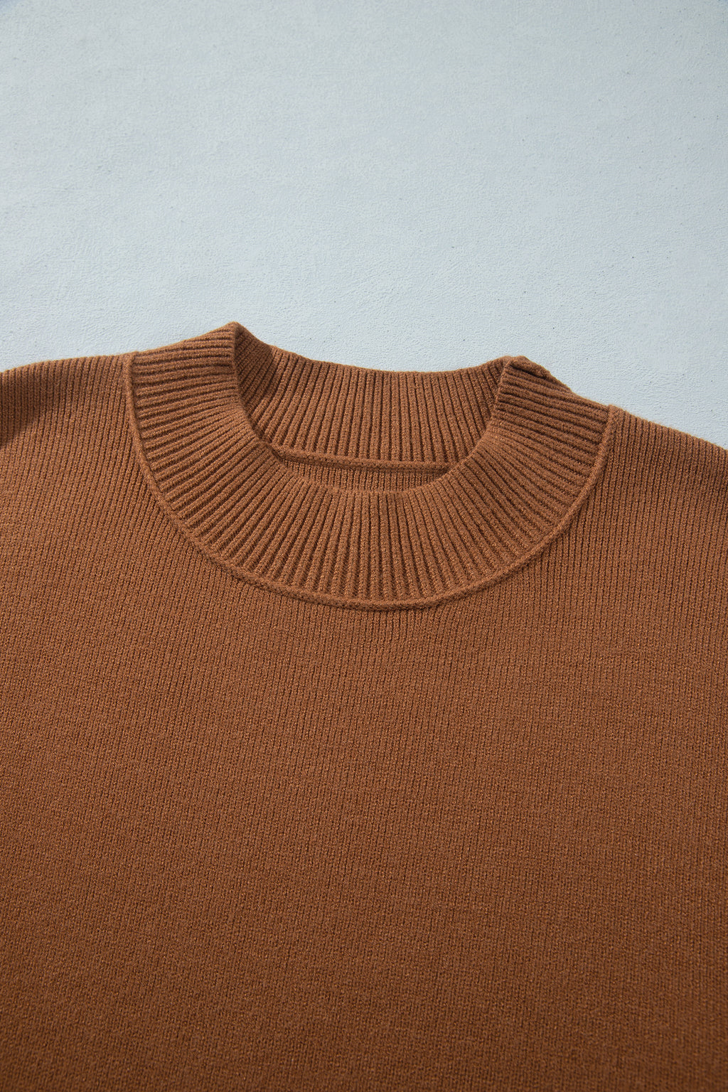 Chestnut Oversized Ribbed Knit Long Sleeve Sweater