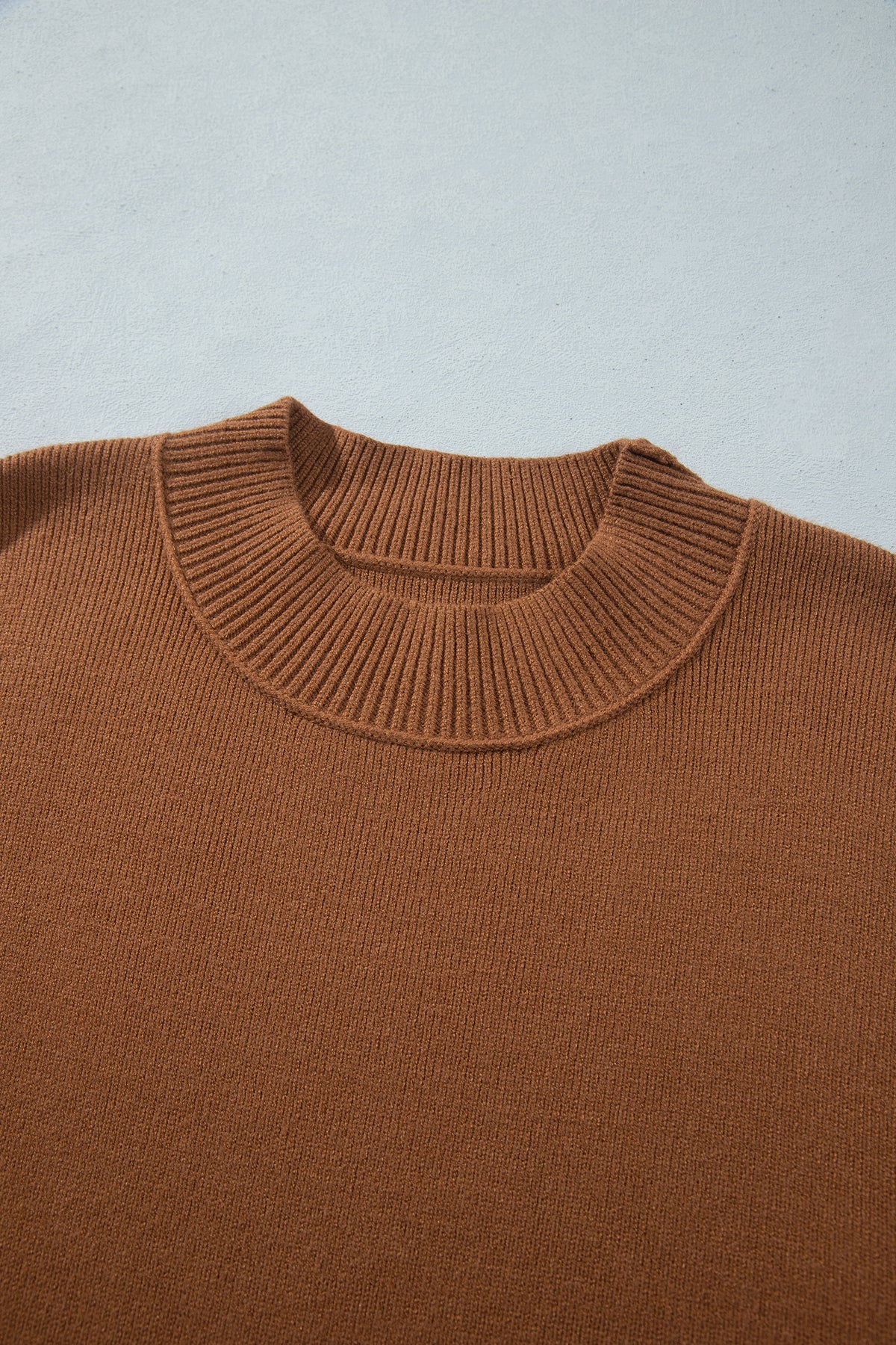 Chestnut Oversized Ribbed Knit Long Sleeve Sweater