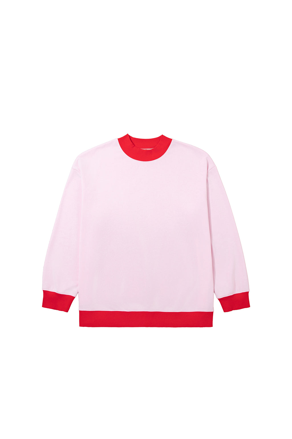 Pink Red Contrast Trim Plus Size Sweatshirt