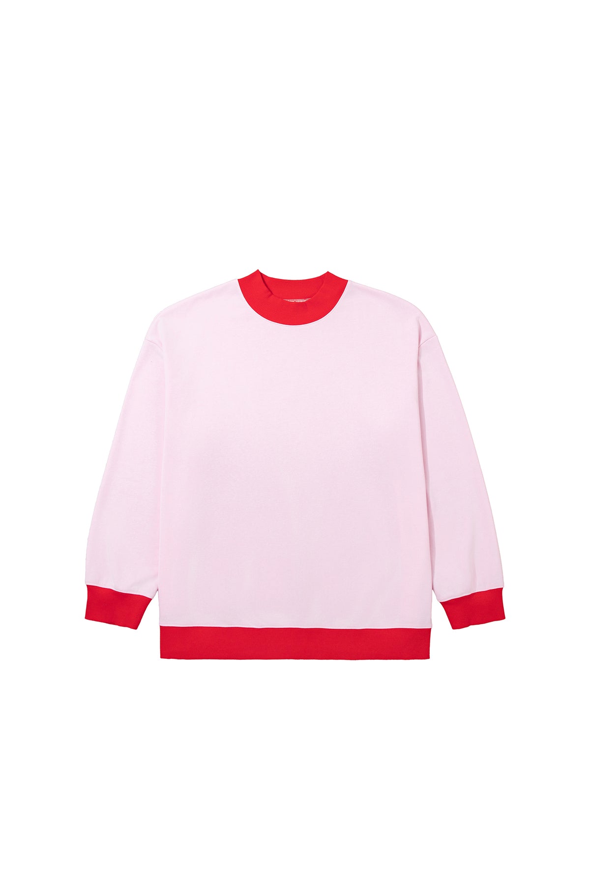 Pink Red Contrast Trim Plus Size Sweatshirt