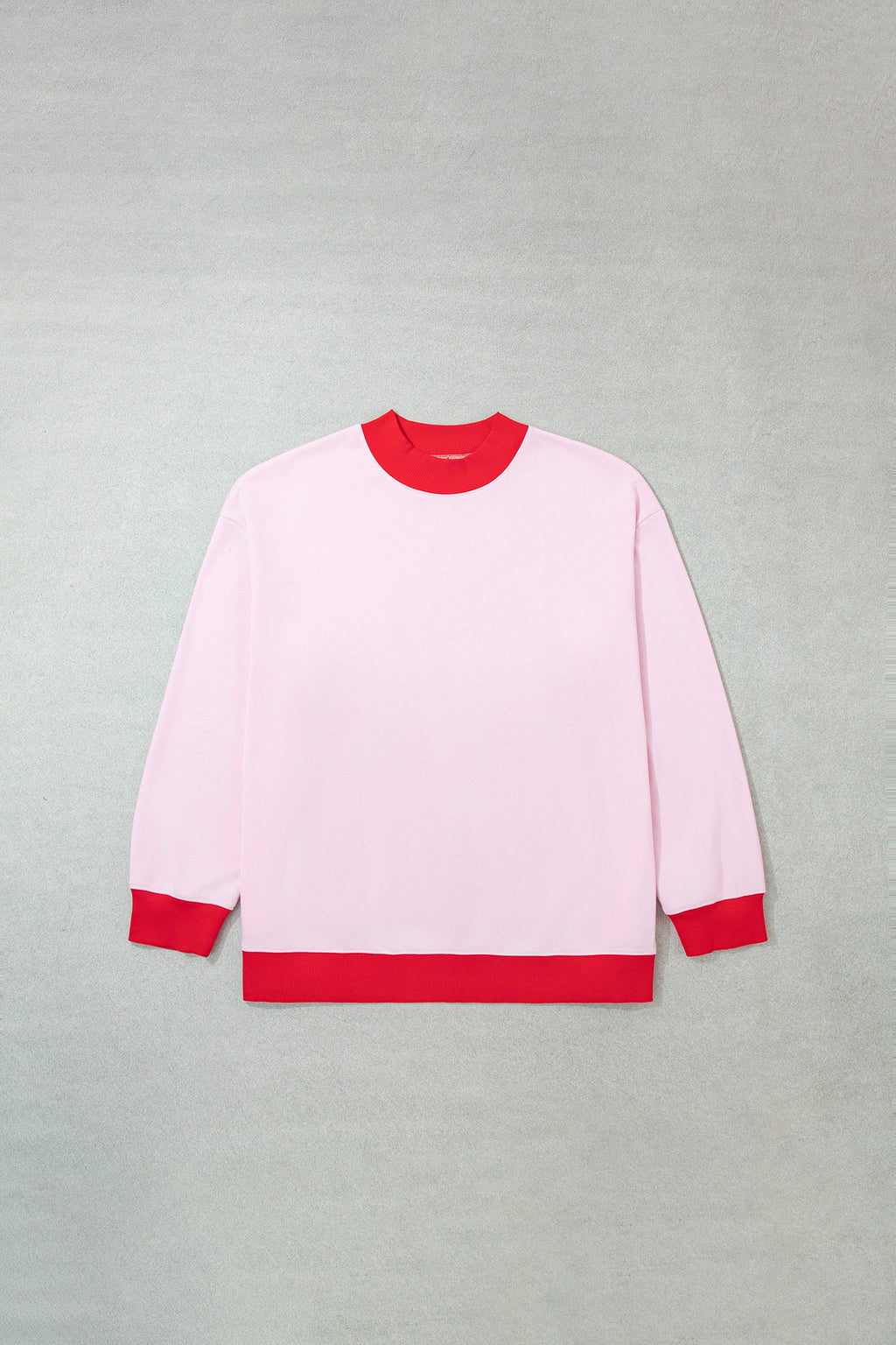 Pink Red Contrast Trim Plus Size Sweatshirt
