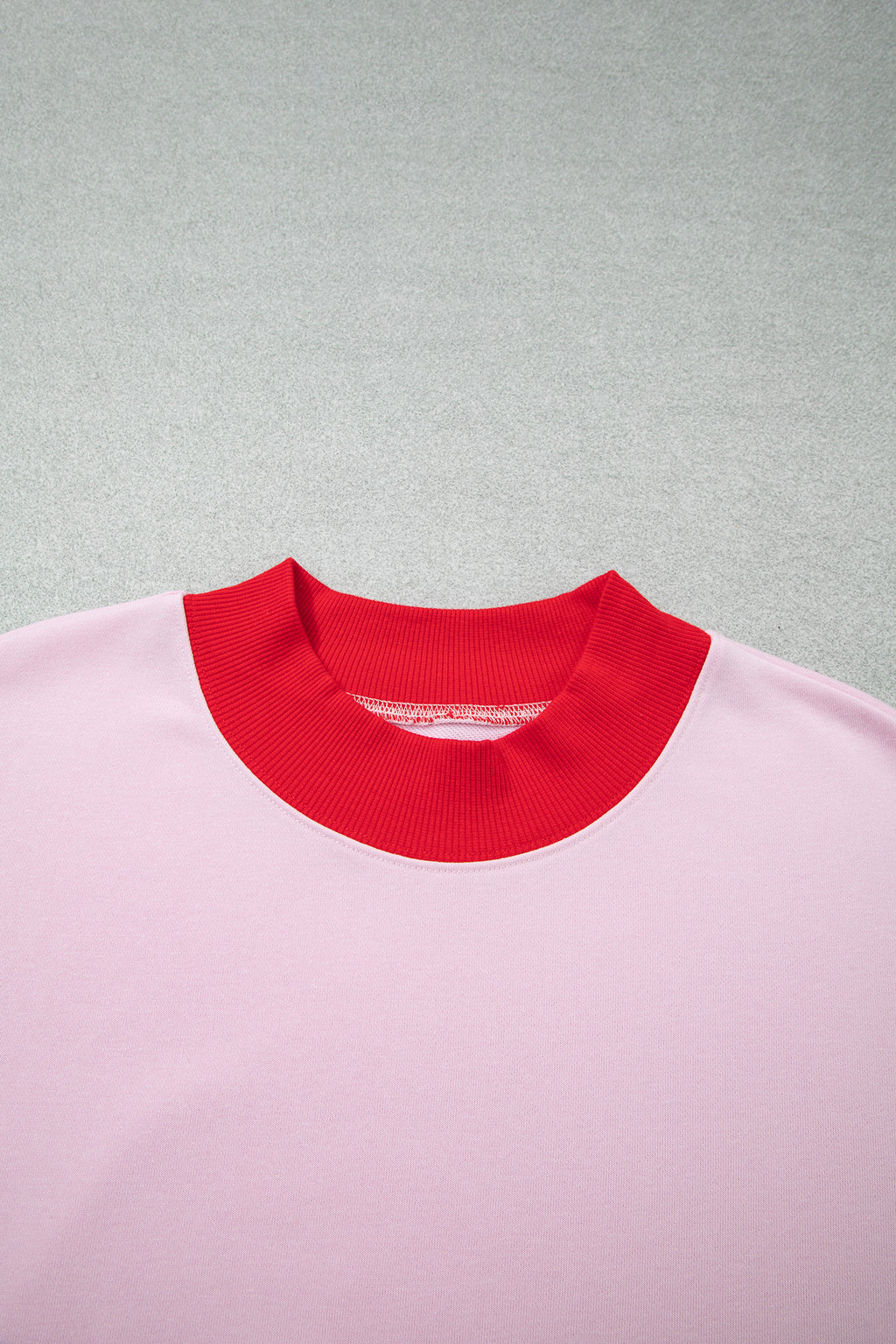 Pink Red Contrast Trim Plus Size Sweatshirt