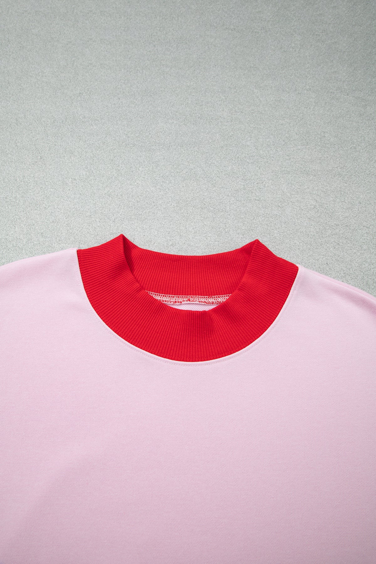 Pink Red Contrast Trim Plus Size Sweatshirt