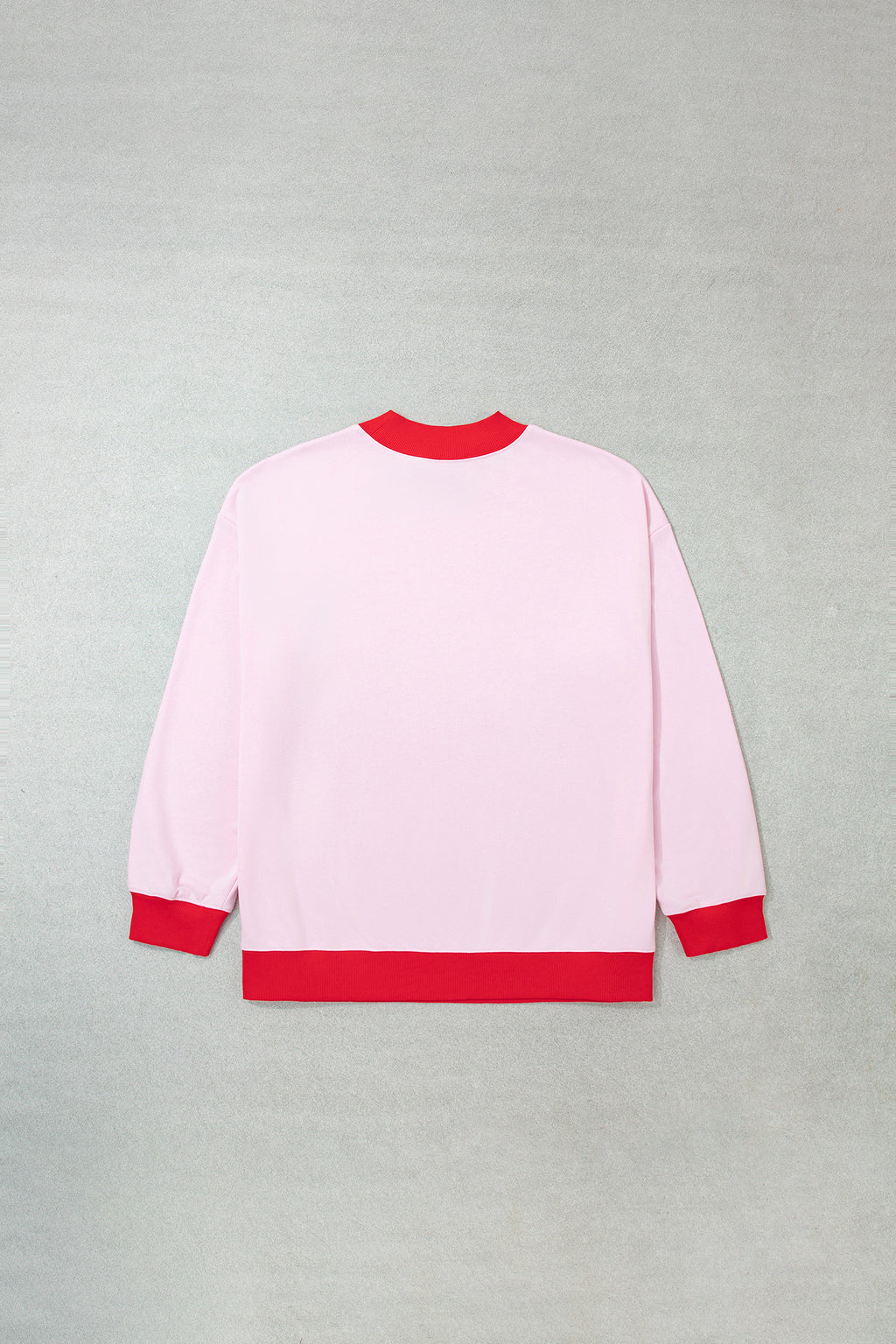 Pink Red Contrast Trim Plus Size Sweatshirt