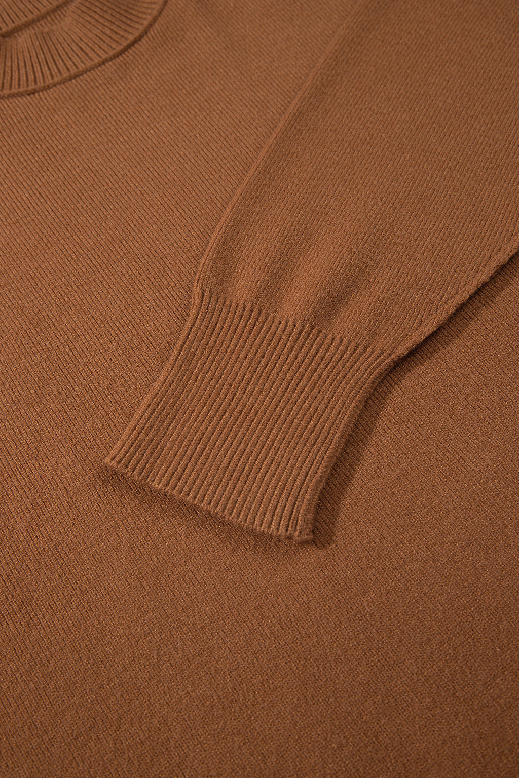 Chestnut Oversized Ribbed Knit Long Sleeve Sweater