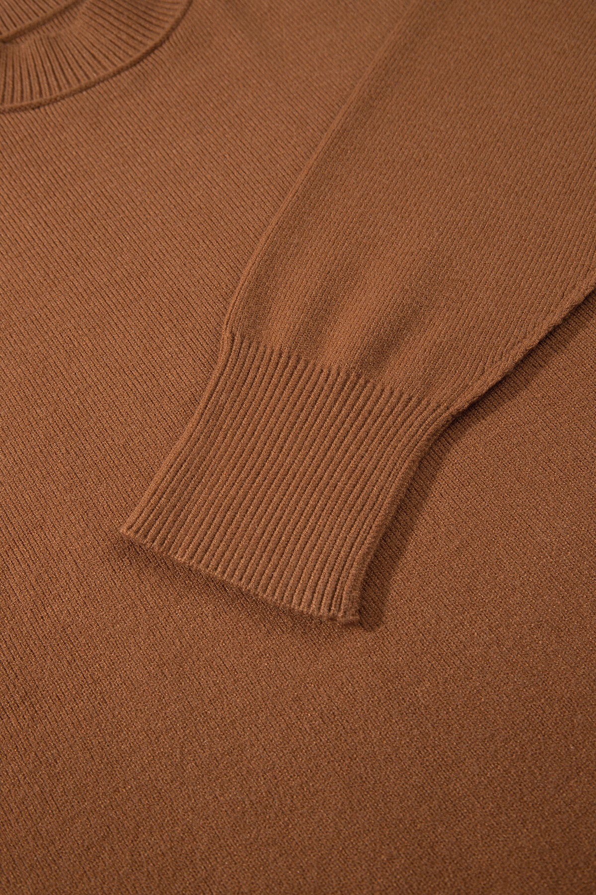 Chestnut Oversized Ribbed Knit Long Sleeve Sweater