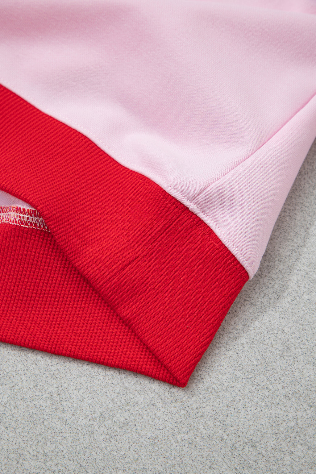 Pink Red Contrast Trim Plus Size Sweatshirt
