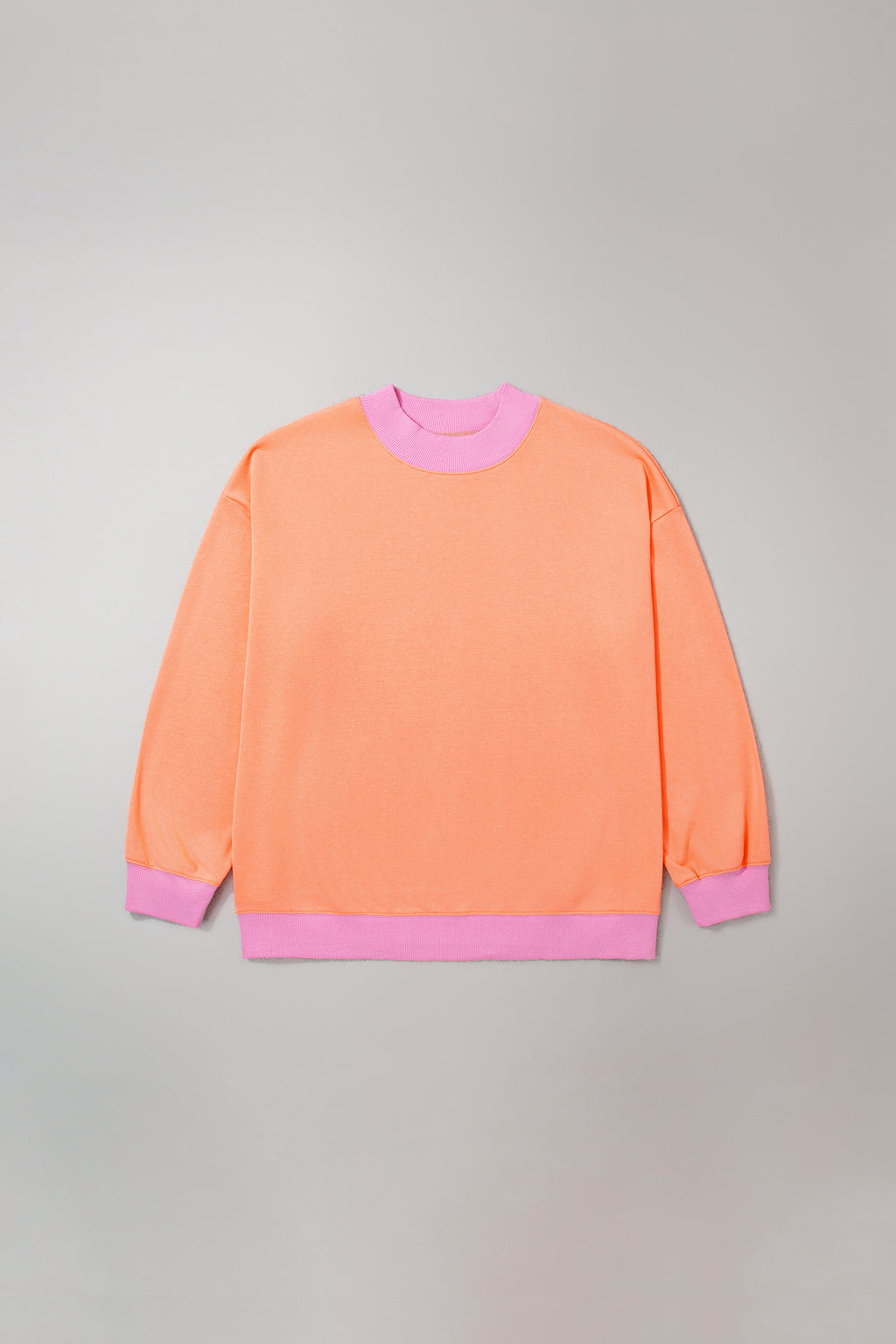 Pink Red Contrast Trim Plus Size Sweatshirt
