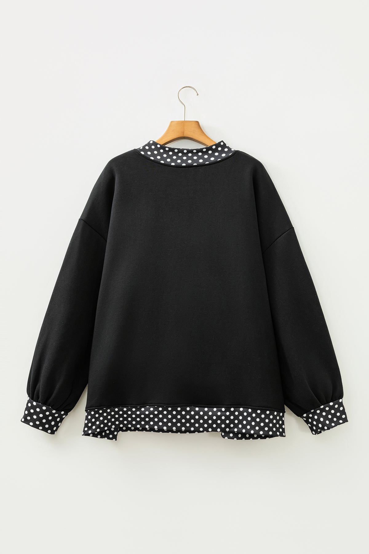 Black Patchwork Plaid Loose Fit Long Sleeve Plus Size Sweatshirt