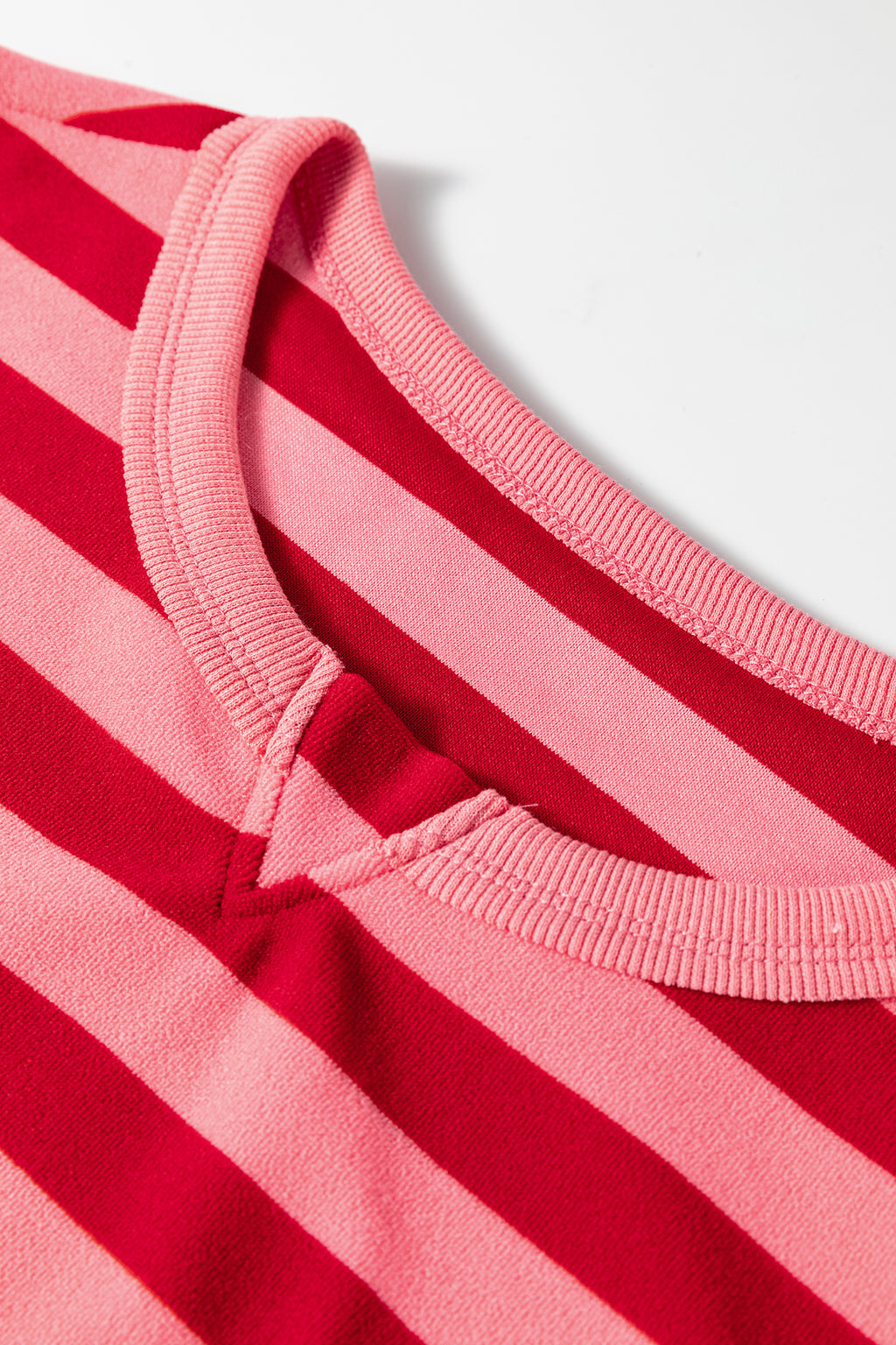 Red Stripe Two-Piece Drop Shoulder Pullover Loose Pants Set