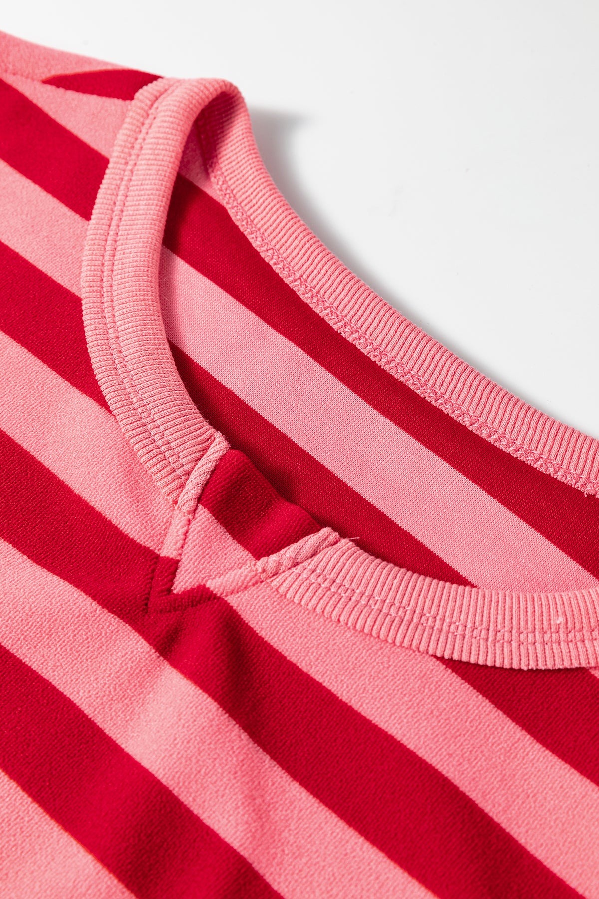 Red Stripe Two-Piece Drop Shoulder Pullover Loose Pants Set