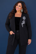 Kempson Shawl Sweater Embroidered Flower