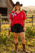 Somethinguluv Red Country Jetsetter Bow Applique