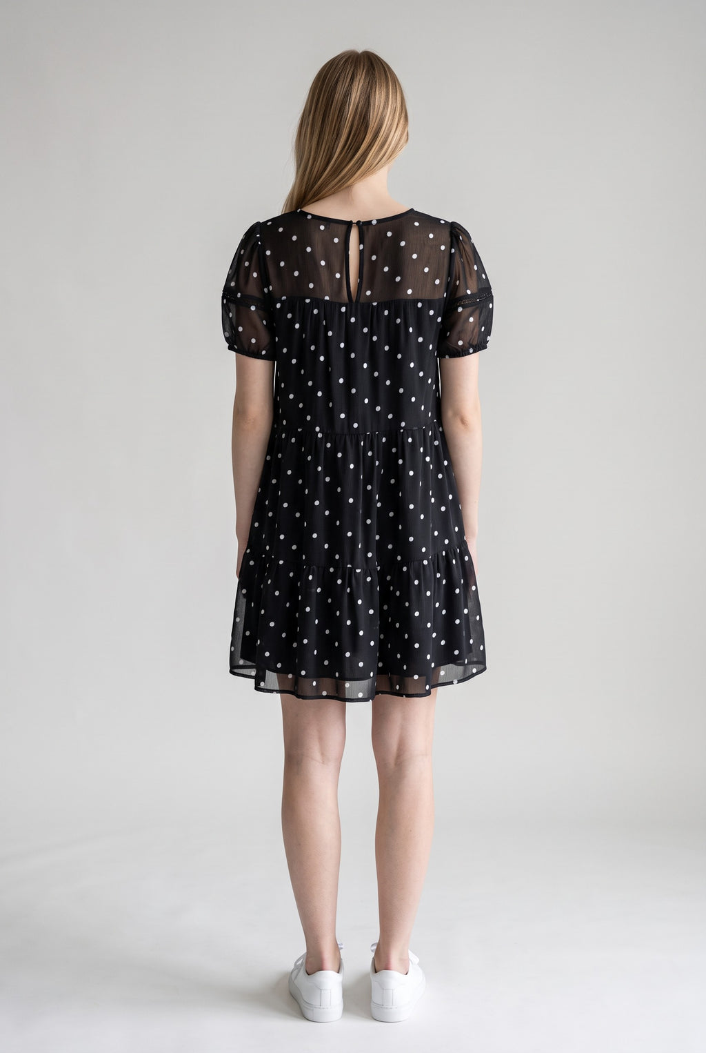Altar'd State Sheer A- Line Embroidered Bubble Dot Mini Dress