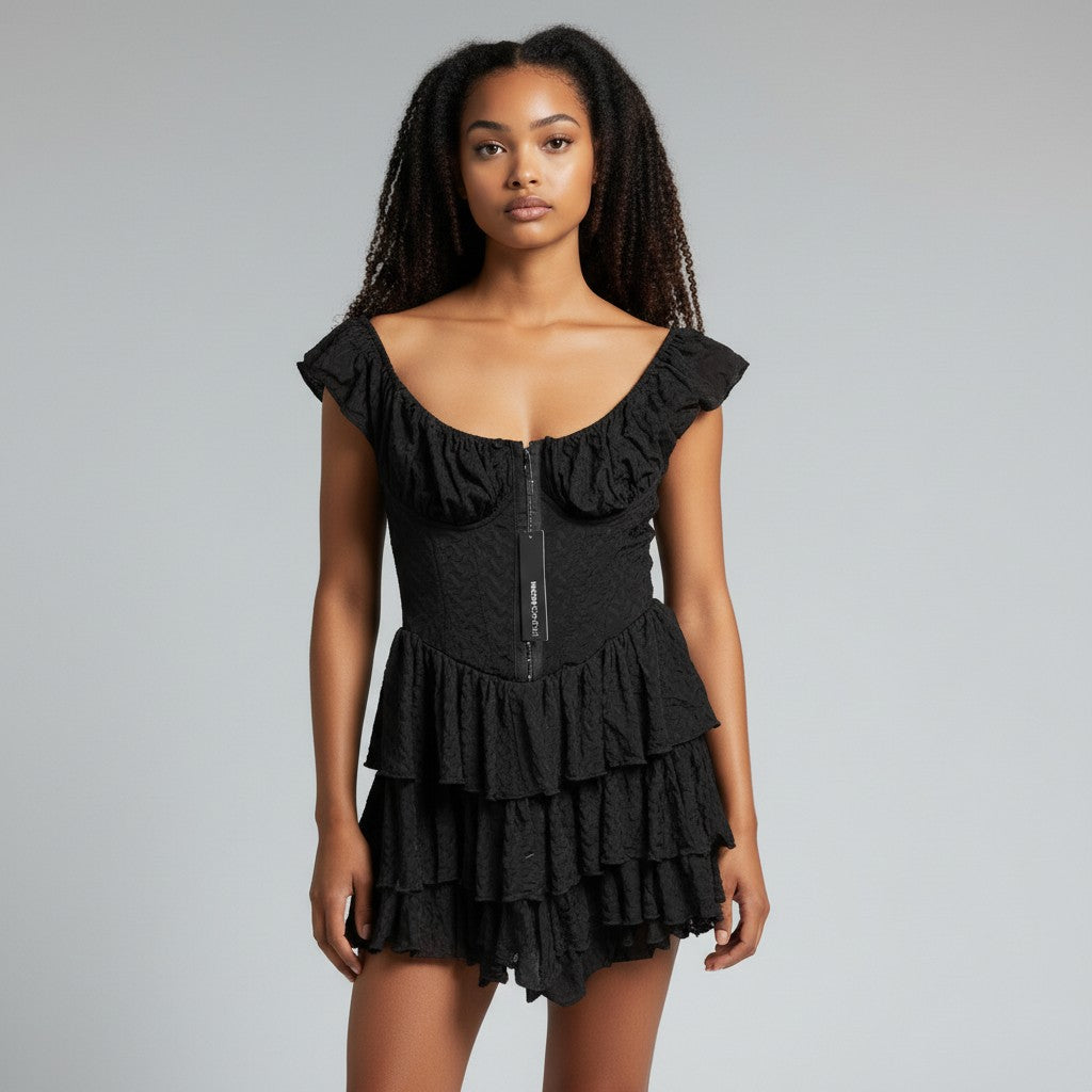Fashion Nova Black Lace Romper sz Large