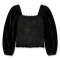Torrid Black Velvet Cropped Shirred Top 3/3X