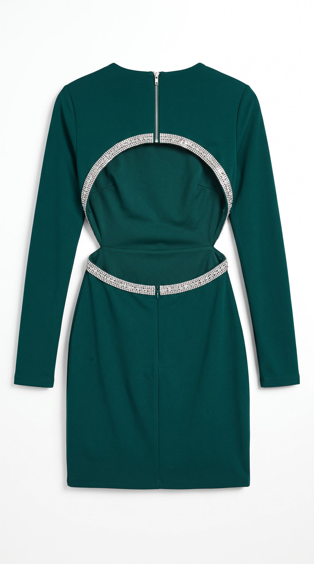 LuLus Green w/Rhinestone Open Back Sheath Dress