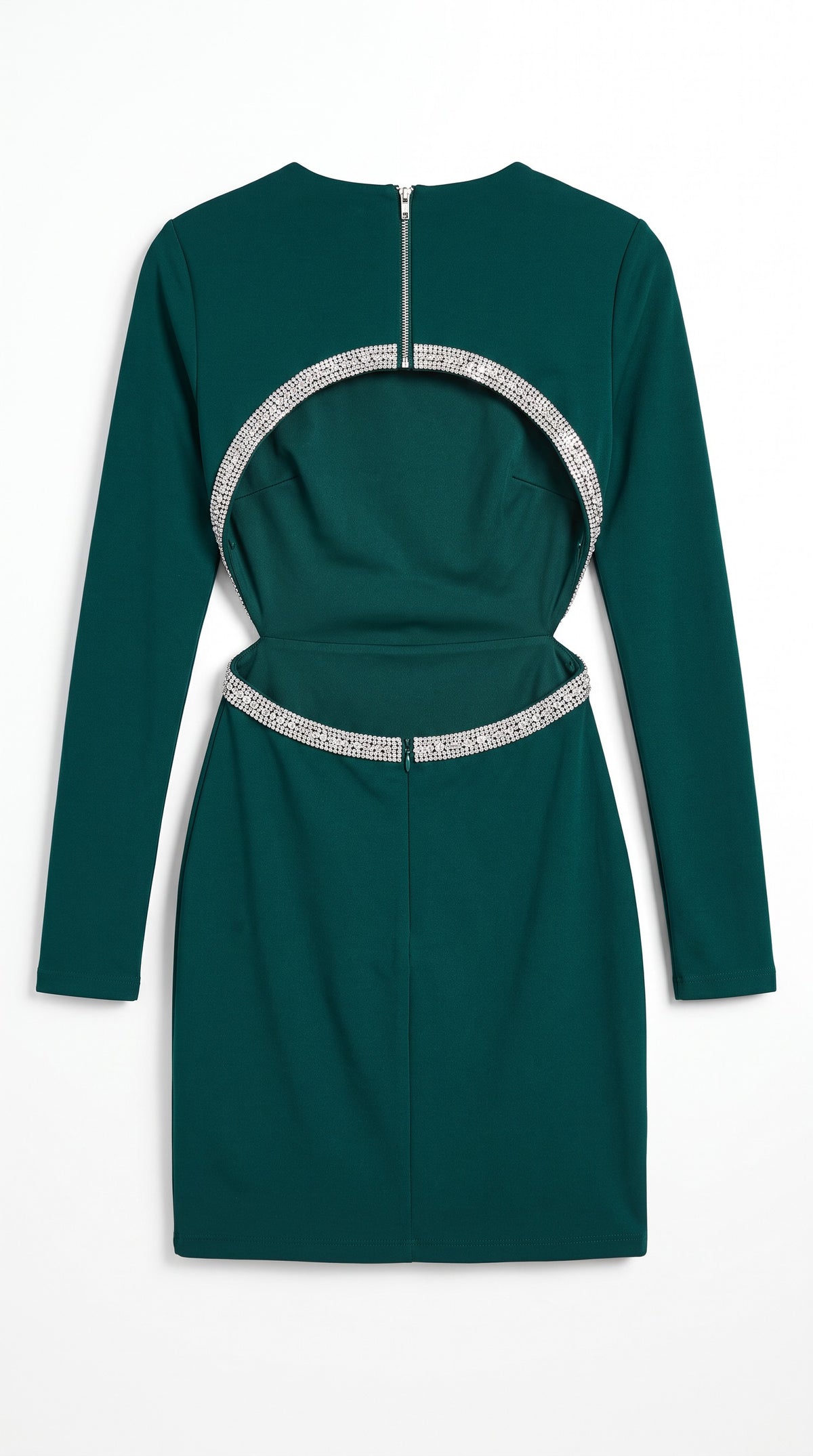 LuLus Green w/Rhinestone Open Back Sheath Dress