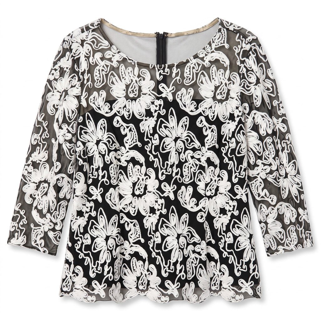 Alex Evenings Women's Soutache Trim Embellished Top XL