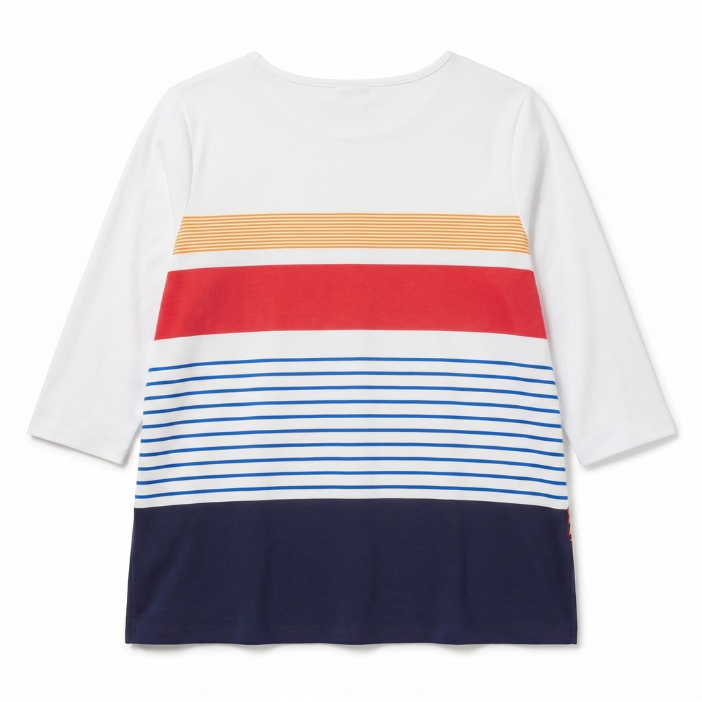 Half Sleeve Red Whit Blue and Orange Floral Sache TShirt