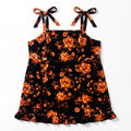 Torrid Orange Floral Velvet Pinnafore Dress