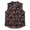 Sleeveless Floral Assymetrical Button Pullover Blouse