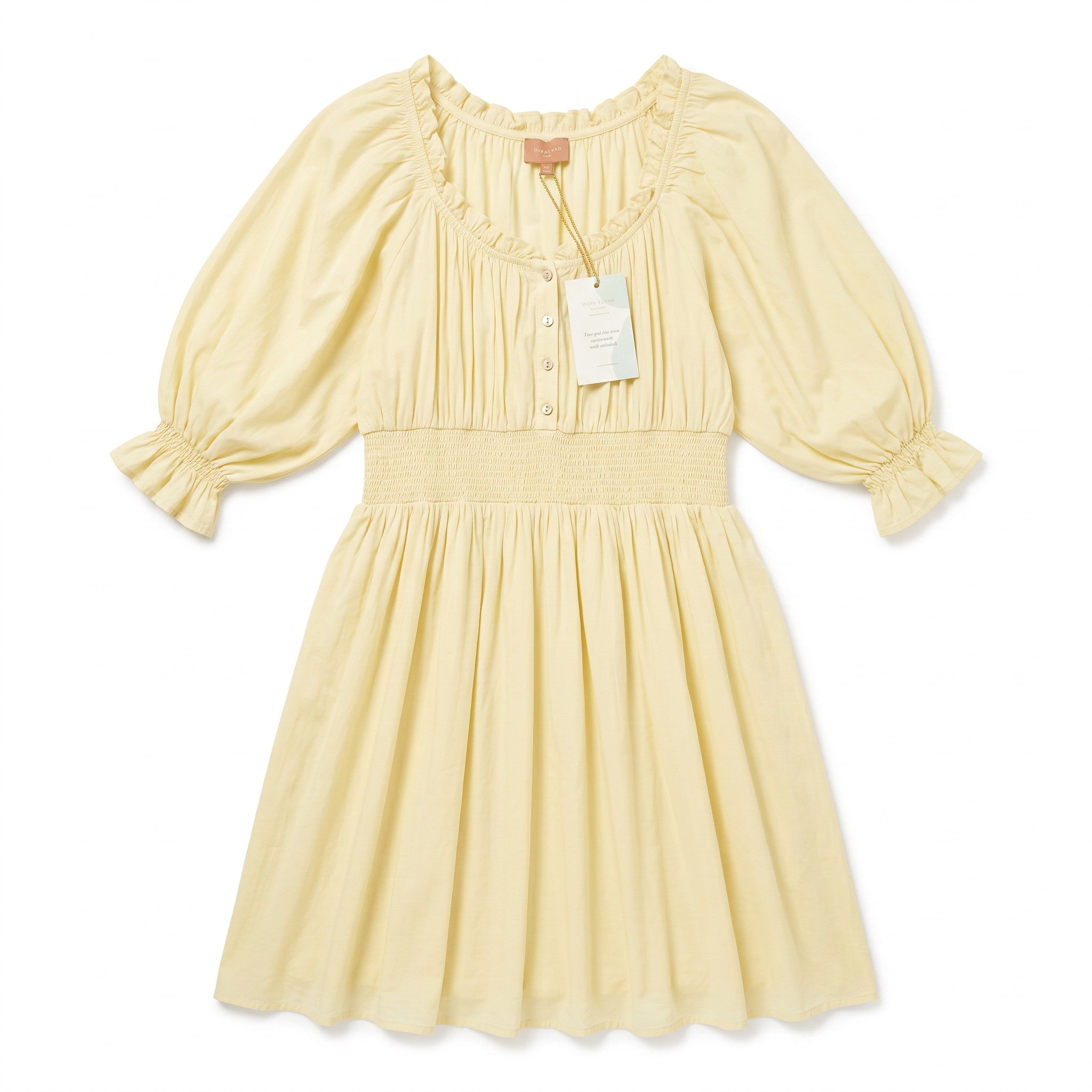 Jessikae Yellow Peasant Dress Plus Size
