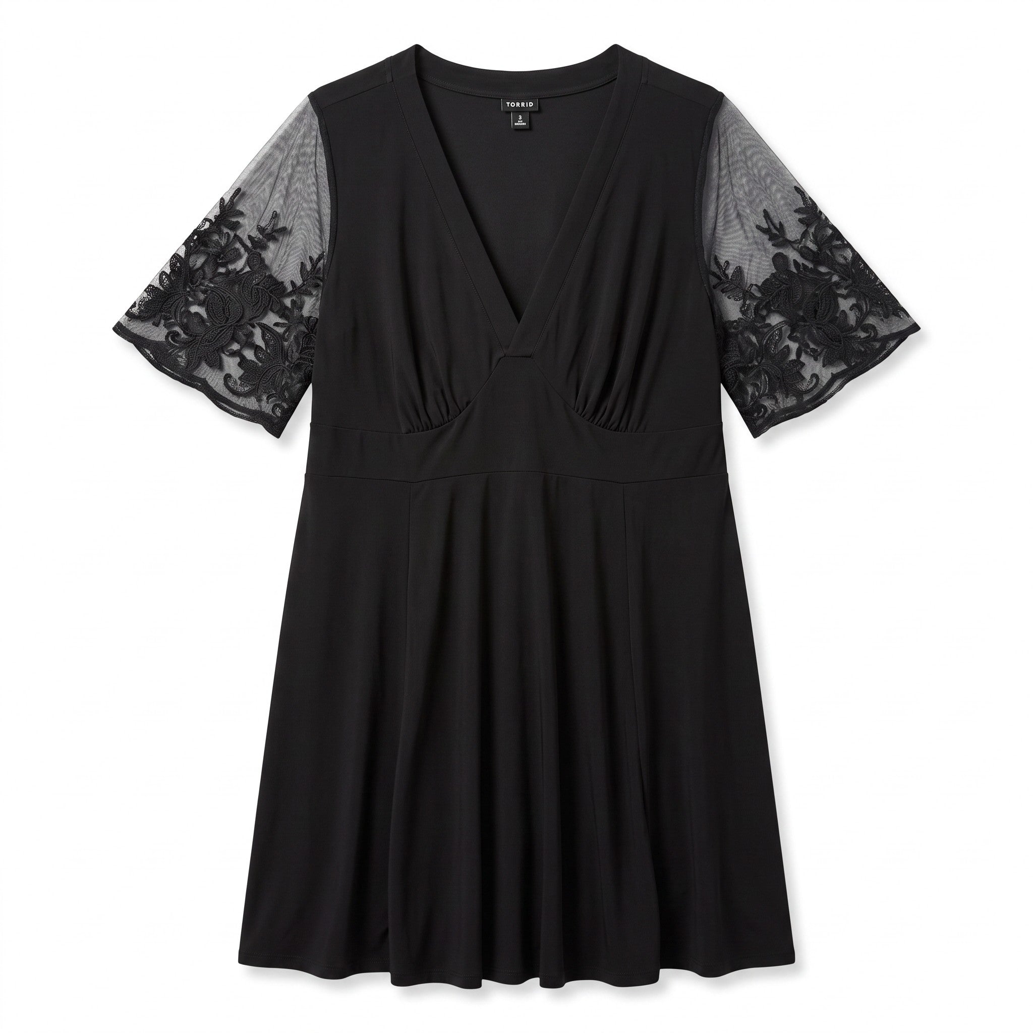 Torrid Sheer Sleeve Black Skater Dress