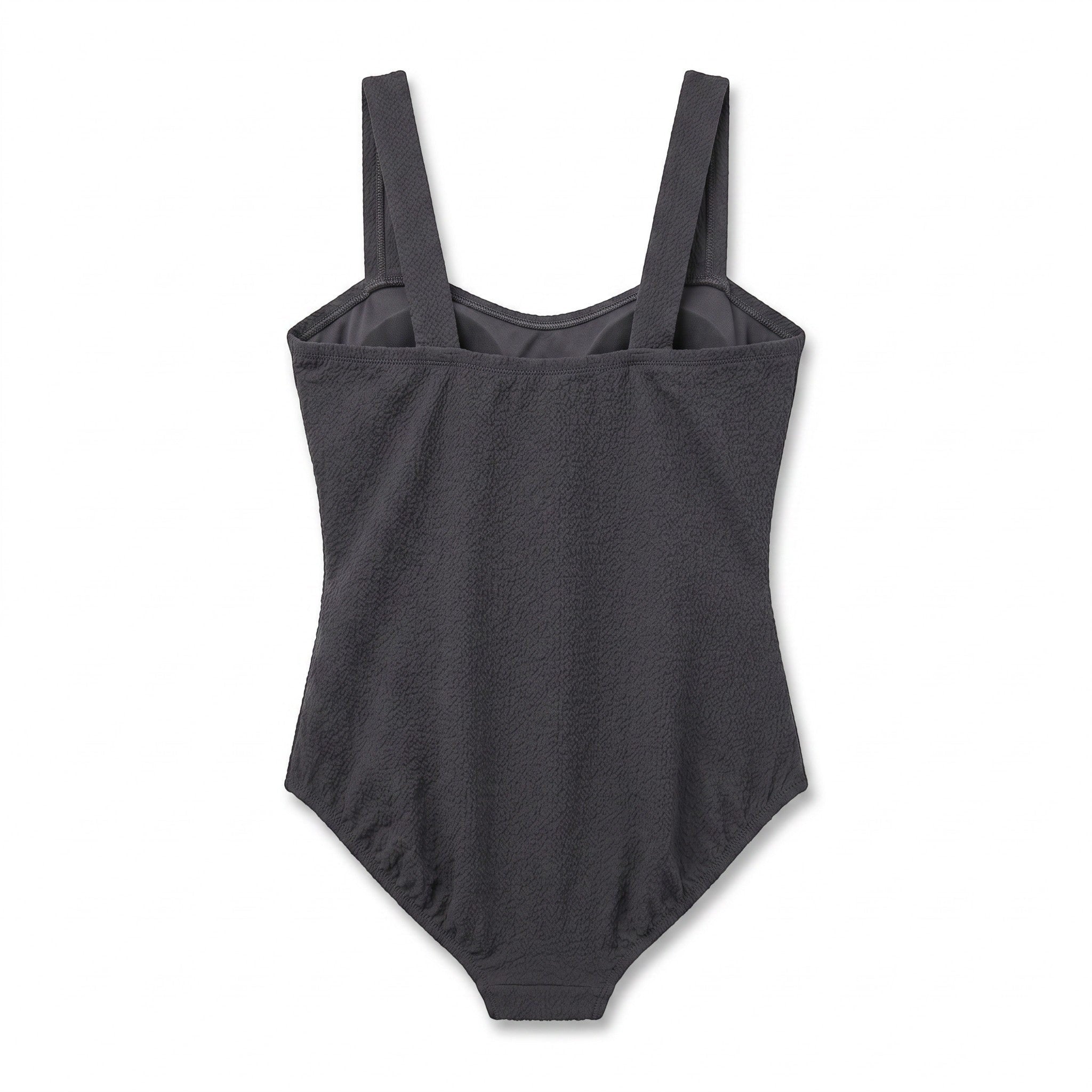 Black Popcorn Texture Cutout Swim Suit
