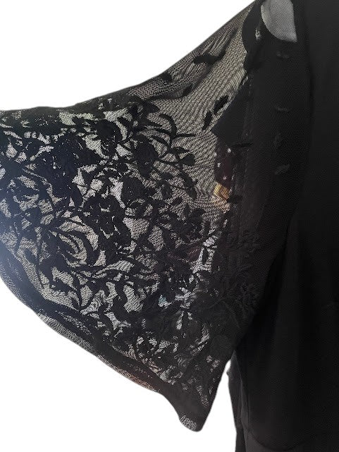 Torrid Sheer Sleeve Black Skater Dress