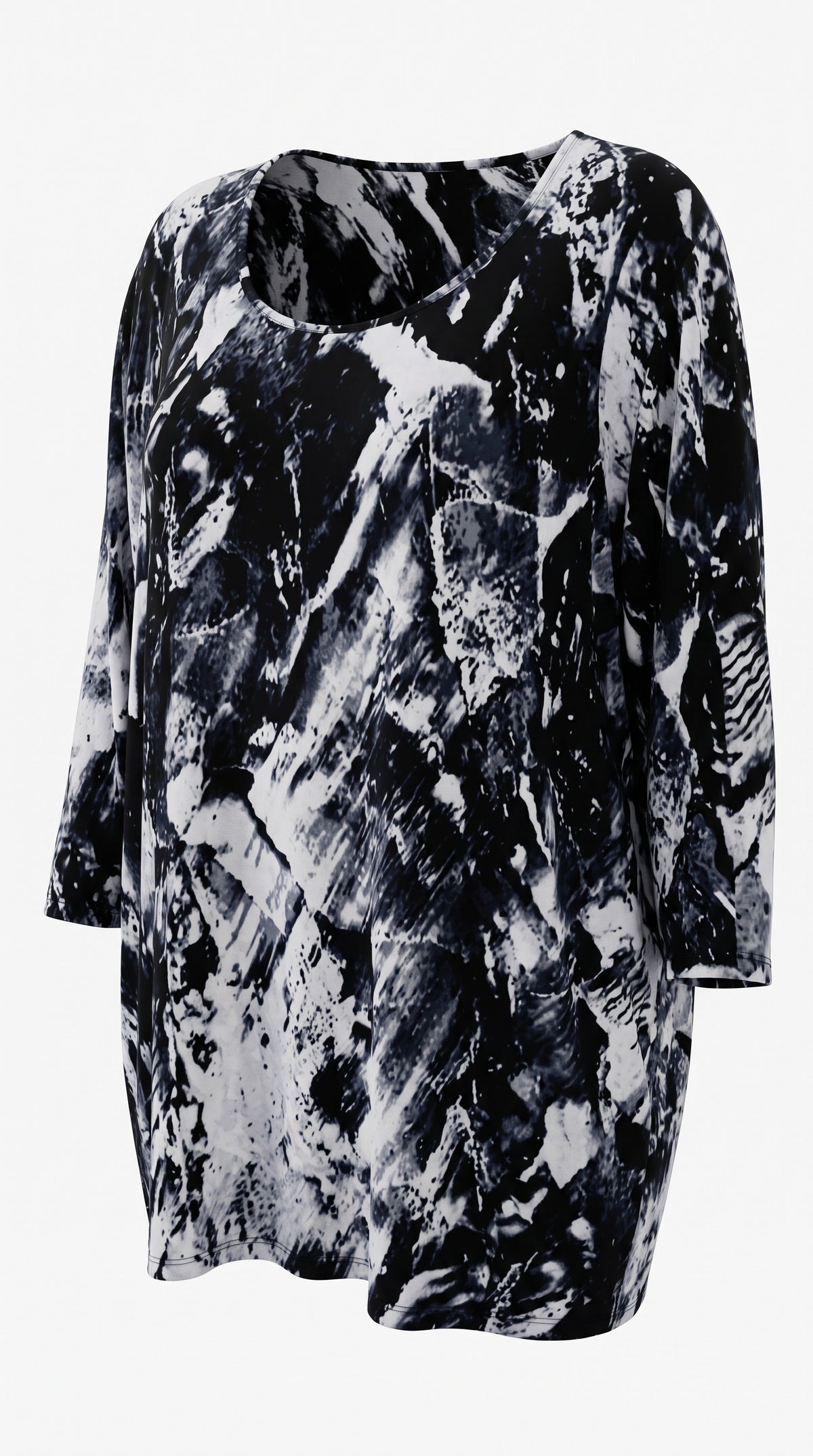 Cupio Abstract Print Asymmetrical Hem Tunic Top
