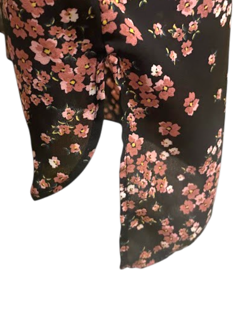 Sleeveless Floral Assymetrical Button Pullover Blouse