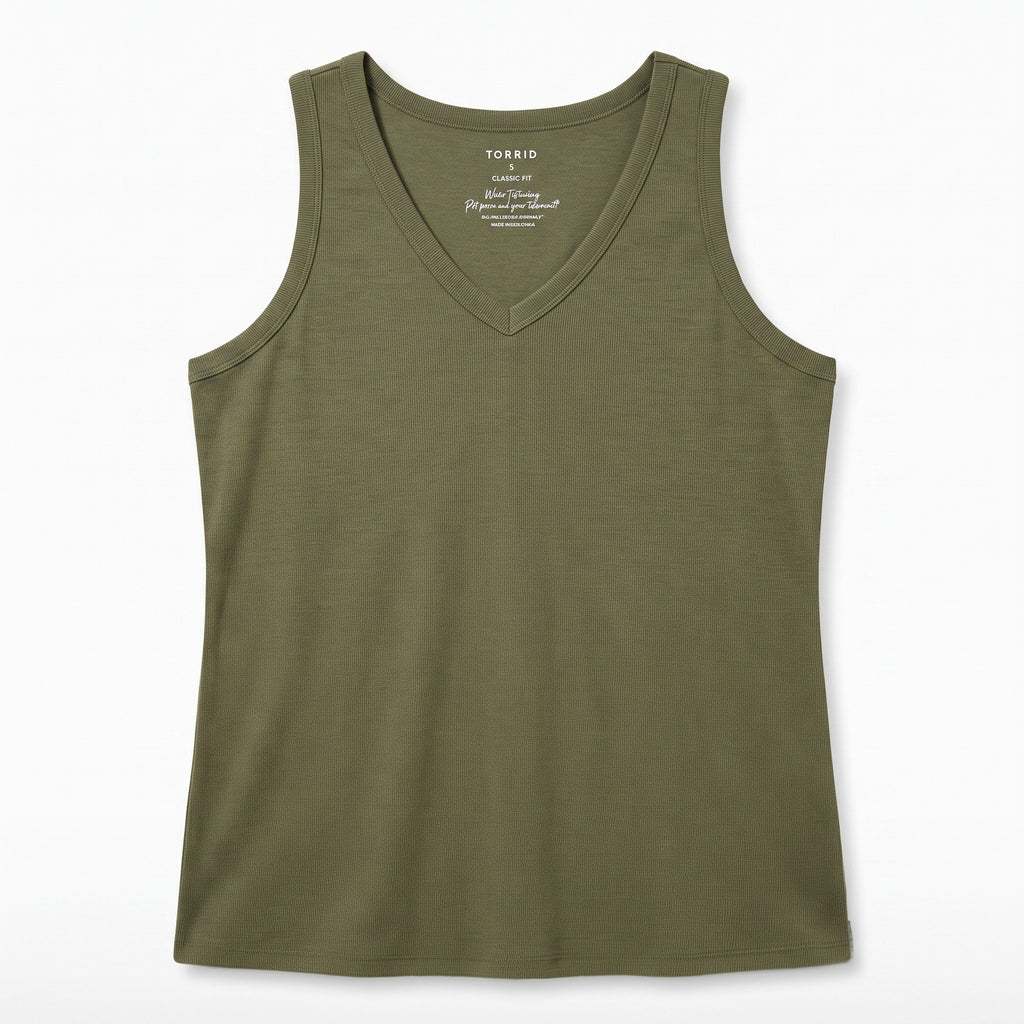 Torrid Classic Fit Green Knit Tank Top