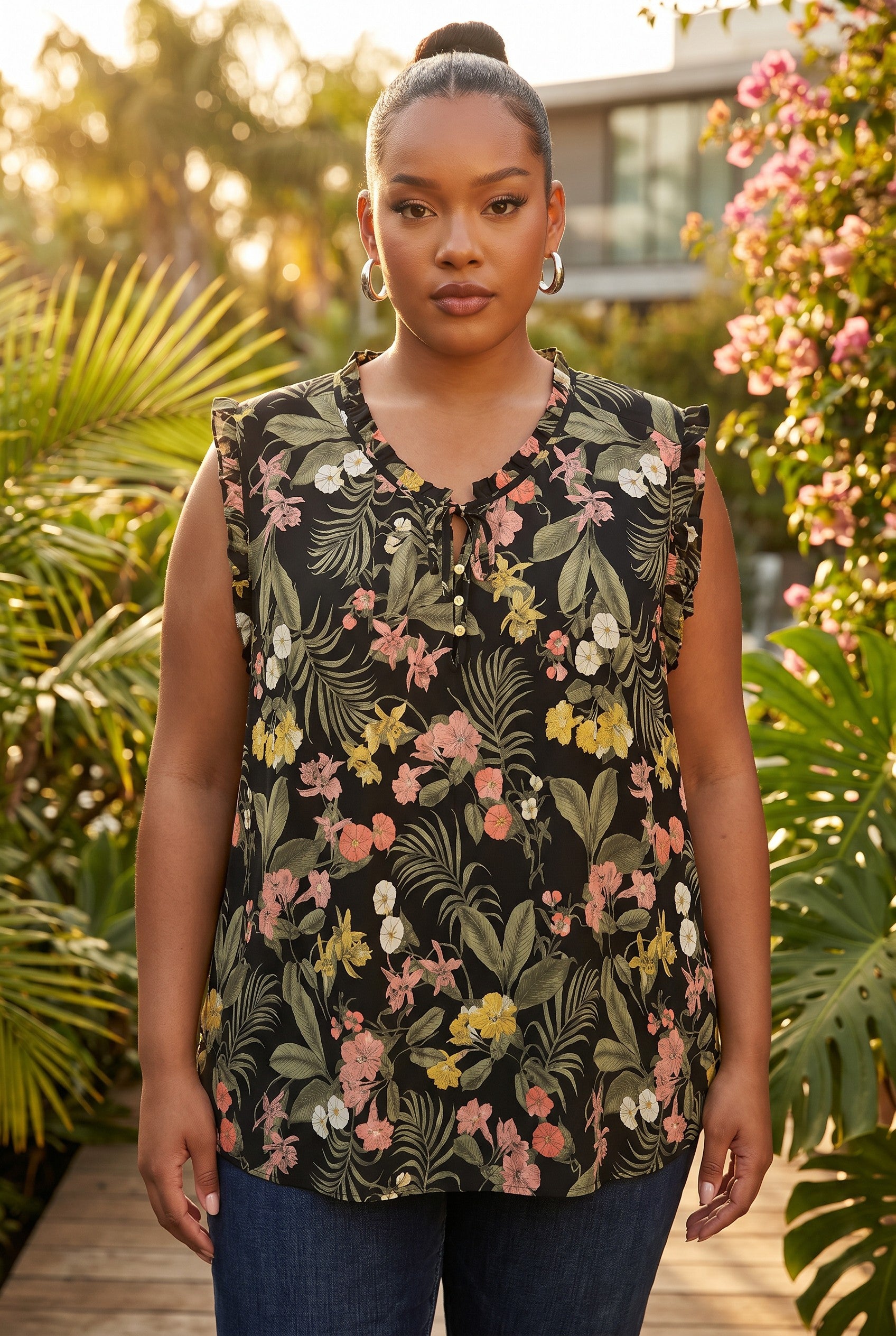 Liz Claiborne Ruffle Sleevless Tank Blouse