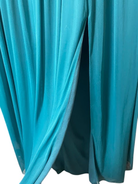 Davids Bridal db Studio Mesh Lace Cap Aqua Green Gown