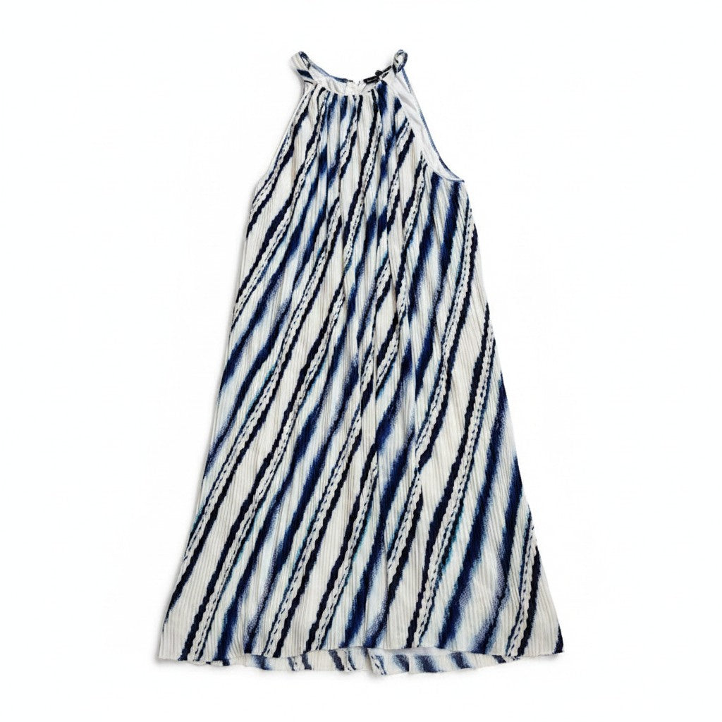 The Limited Diagnonal Blue Stripe Halter Maxi Dress