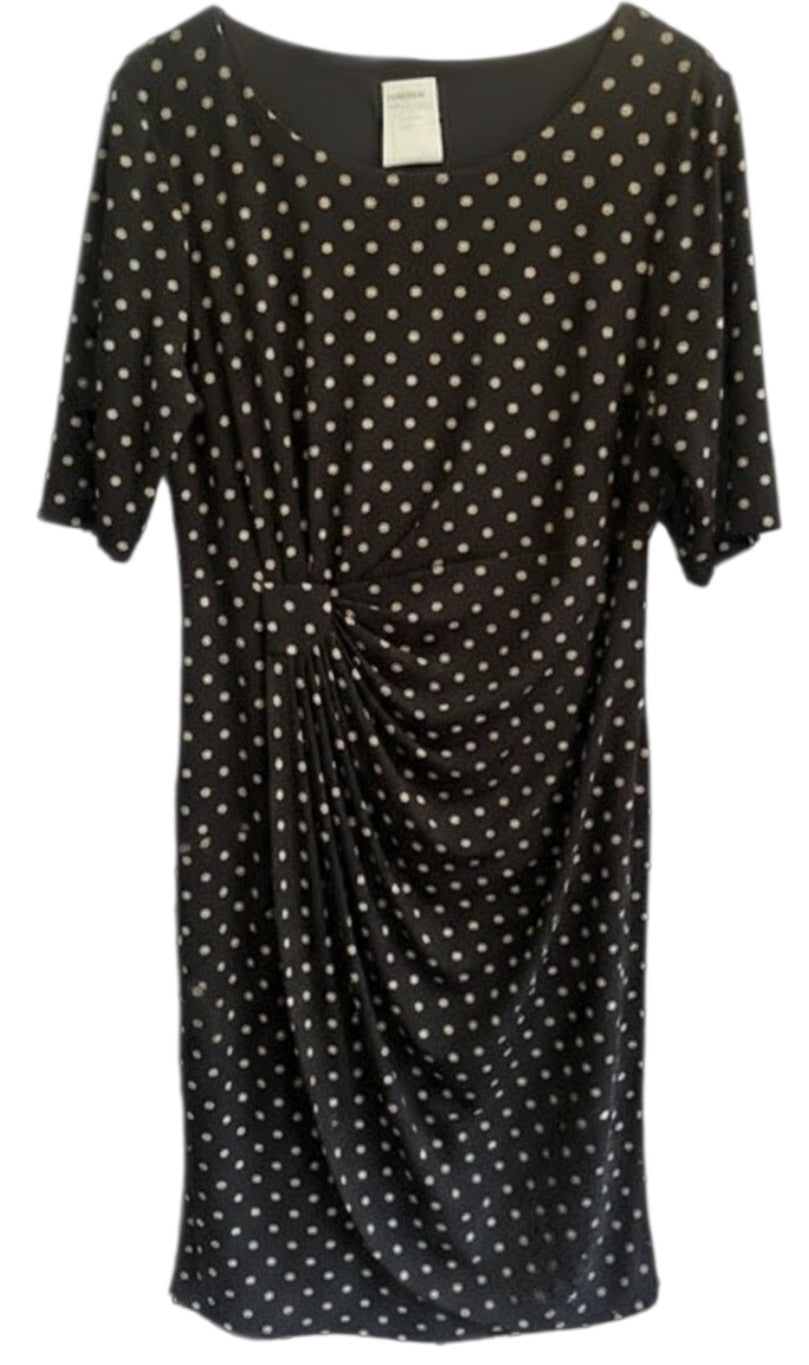 Connected Woman Black and Taupe Faux Wrap Dress