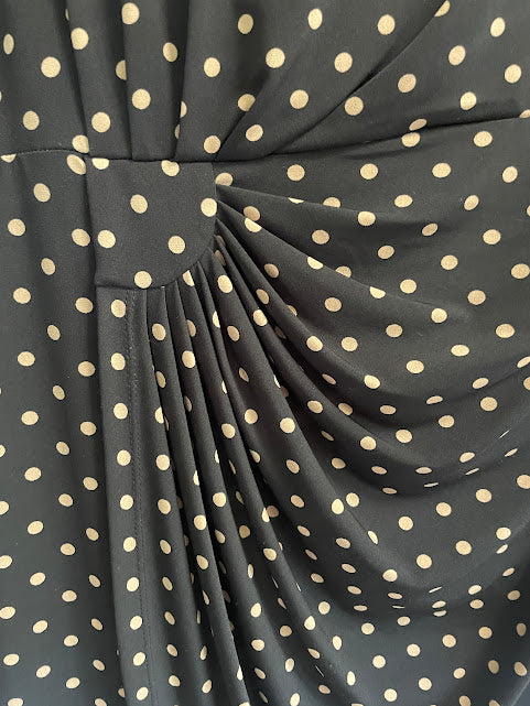 Connected Woman Black and Taupe Faux Wrap Dress
