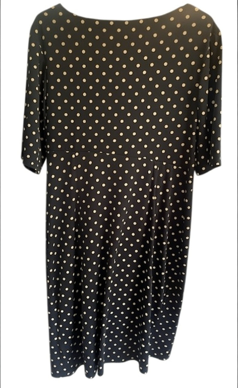 Connected Woman Black and Taupe Faux Wrap Dress