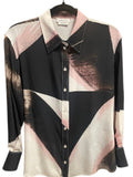 Alexander McQueen Black/Pink/Cream Gradient Button Up Blouse