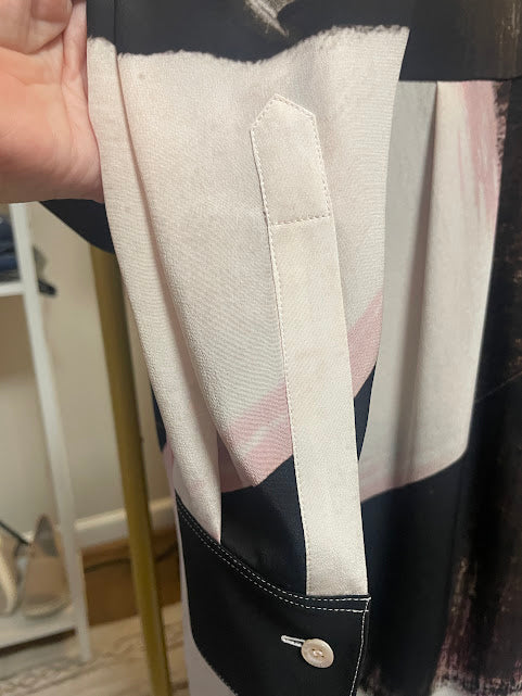 Alexander McQueen Black/Pink/Cream Gradient Button Up Blouse