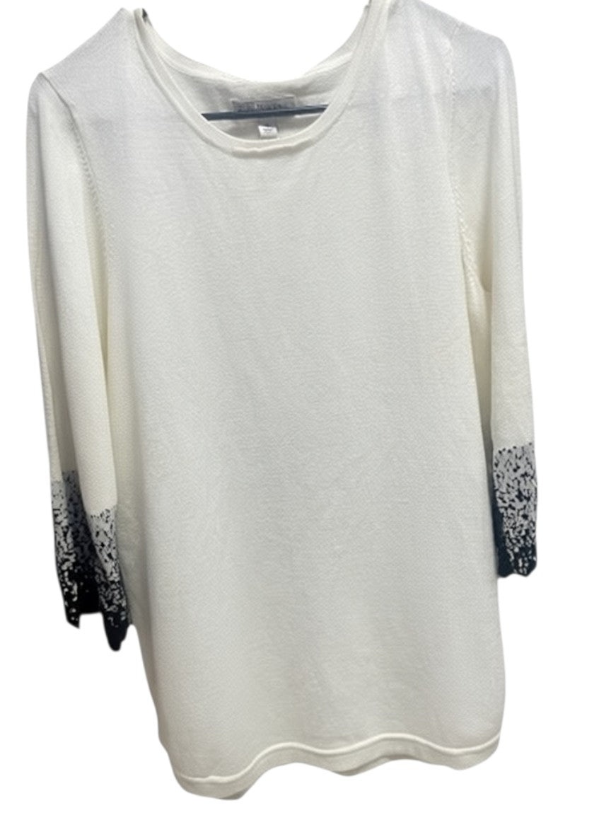 Kim Rogers Cream/Black 3/4 Sleeve Sweater